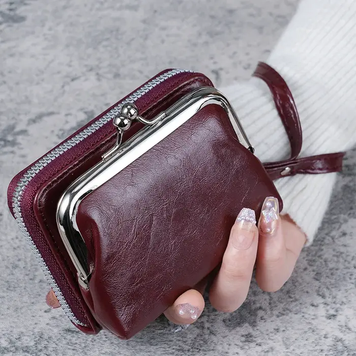 Femmes portefeuilles et sacs à main en cuir PU sac d'argent femme court moraillon sac