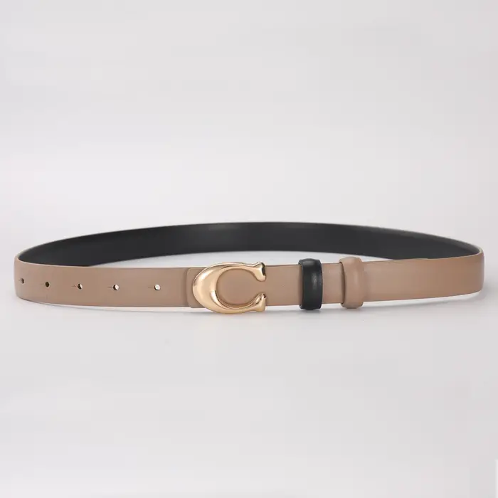 Ceinture à la mode pour femmes, haute qualité, boucle en forme de C, boucle lisse, tempérament, Doub