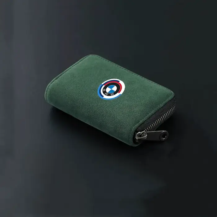 Porte-cartes de voiture en cuir avec fermeture éclair