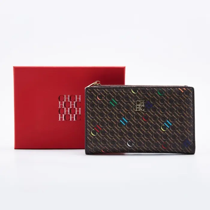 Portefeuille long pour femme Carolina Herrera, motif dessin animé, en PVC classique, design élégant 