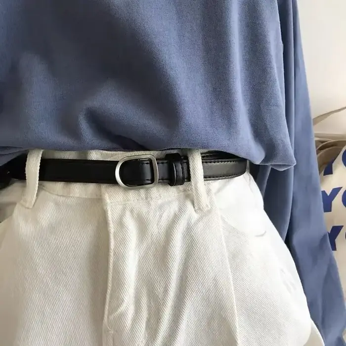 Ceinture en cuir PU de luxe pour femmes, ceinture en métal simple pour filles, robe, pantalon en jea