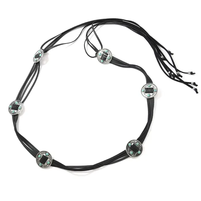 Ceinture en cuir pour femme de style bohème vintage - Accessoire de mode