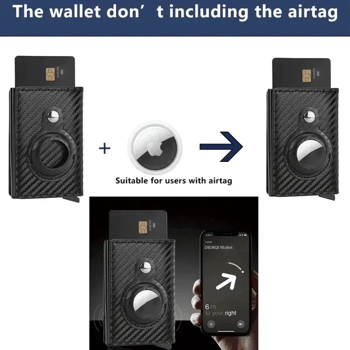 Hommes portefeuille pour Airtag porte-carte ID banque crédit