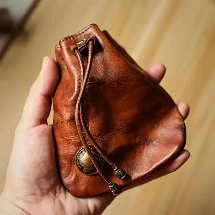 Portefeuille vintage en cuir tanné végétal