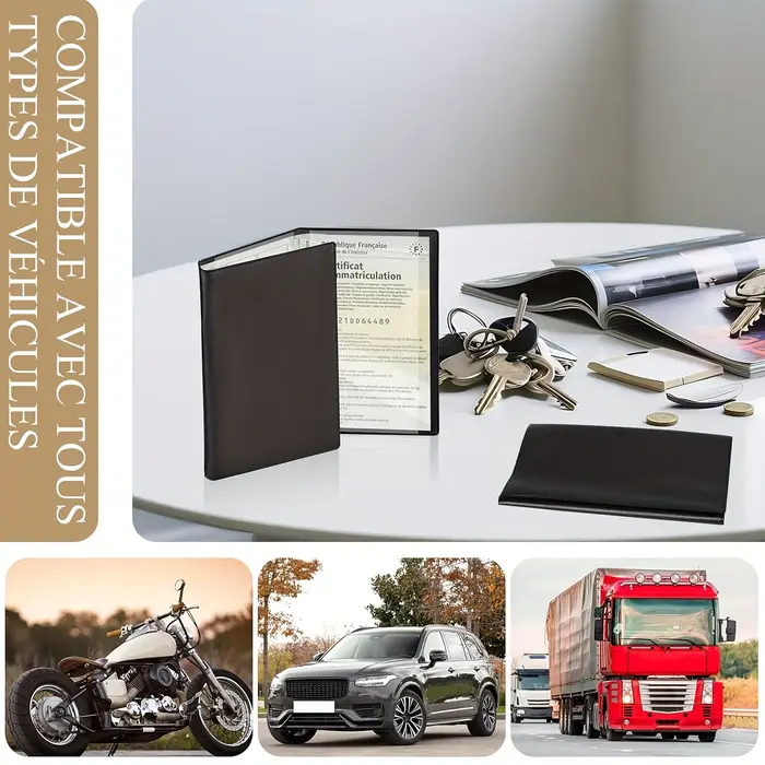 Porte-carte d'enregistrement et d'assurance du véhicule – Manchon à documents en plastique transparent pour papiers de voiture/moto