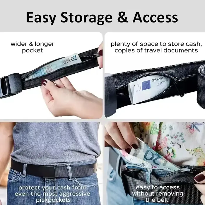 Ceinture pour homme avec fermeture éclair