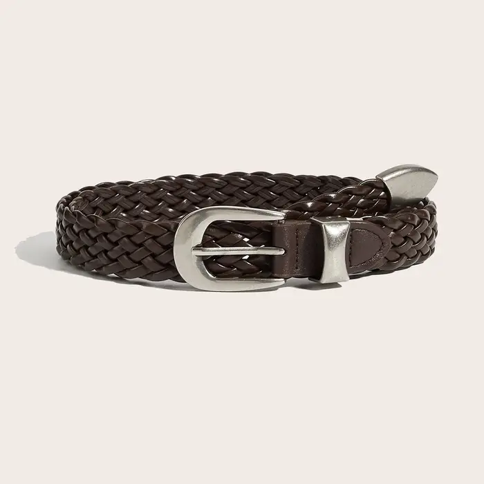 Ceinture tressée style punk sans perforation pour hommes et femmes