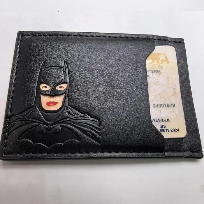 Nouveau Portefeuille en Cuir 2026 Motif Chauve-Souris Personnalisé Masque de Super-Héros Porte-Cartes