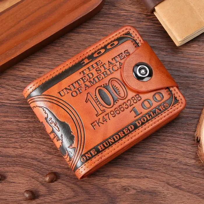 Portefeuilles pour hommes avec 100 dollars américains motif portefeuille homme en cuir portefeuille 