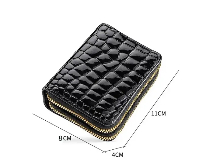 Portefeuille double fermeture éclair en cuir PU blanc pour femme