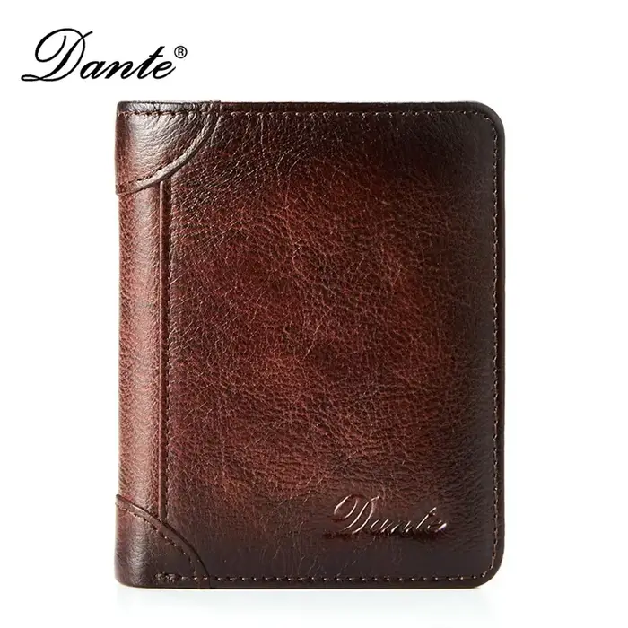 Portefeuilles en cuir Dante pour hommes, anti-RFID, anti-vol, en cuir de vachette pleine fleur, styl