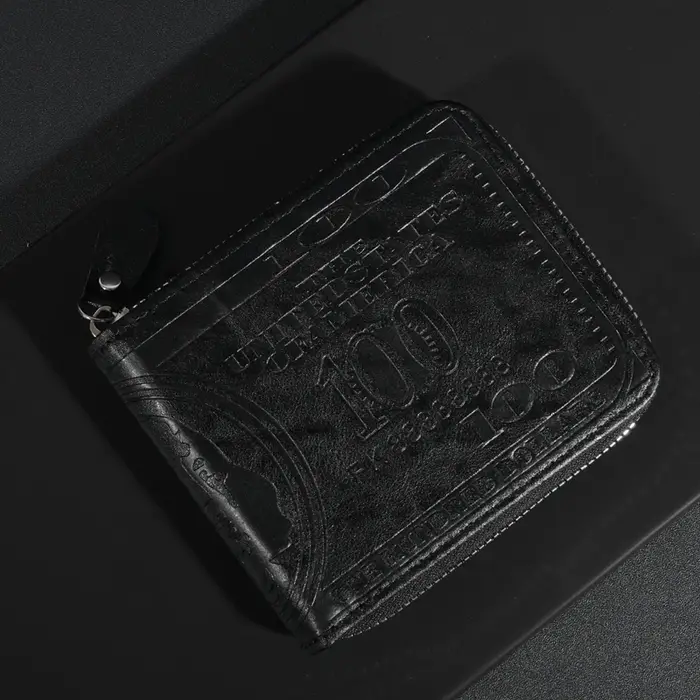 Portefeuille en cuir pour hommes à la mode avec un dollar américain – Espace et élégant avec porte-carte photo pour un usage quotidien