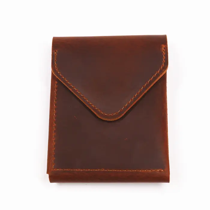 Portefeuille en cuir véritable pour homme, vertical, fin, porte-cartes, fermeture magnétique avec fe