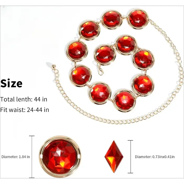 Jowestern-Ceinture de taille réglable en pierre de gemme rouge