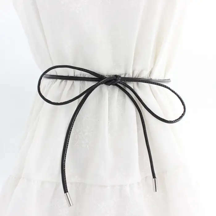 Ceinture ronde en cuir avec nœud pour femme