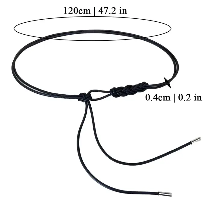 Nouvelle ceinture fine en cuir tressé avec boucle métallique
