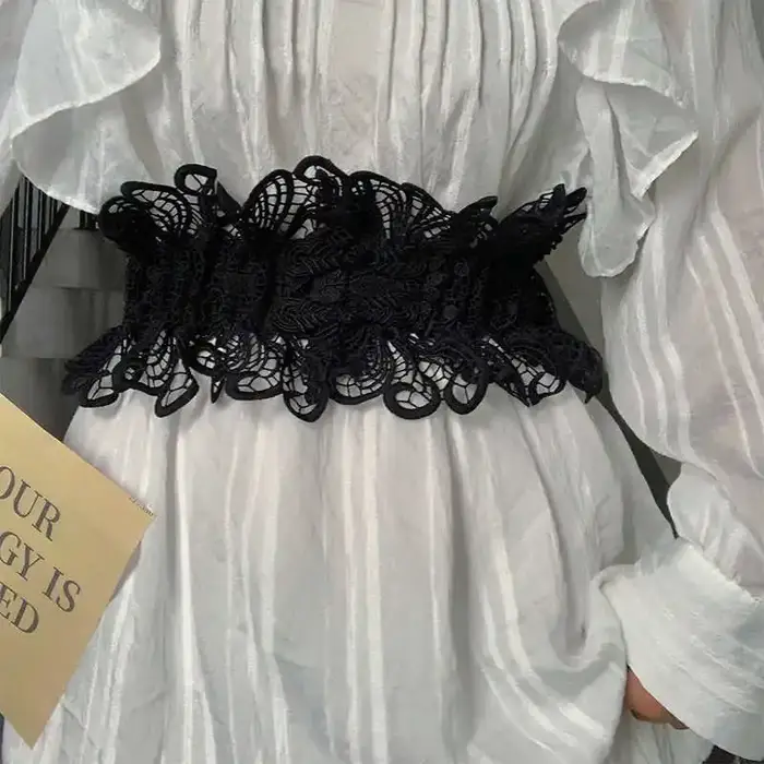 Ceinture de taille en dentelle rétro pour femmes