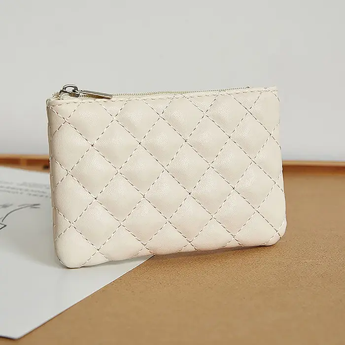 Petit porte-monnaie en cuir PU pour femme, portefeuilles à fermeture éclair, poudres, imprimé à carr