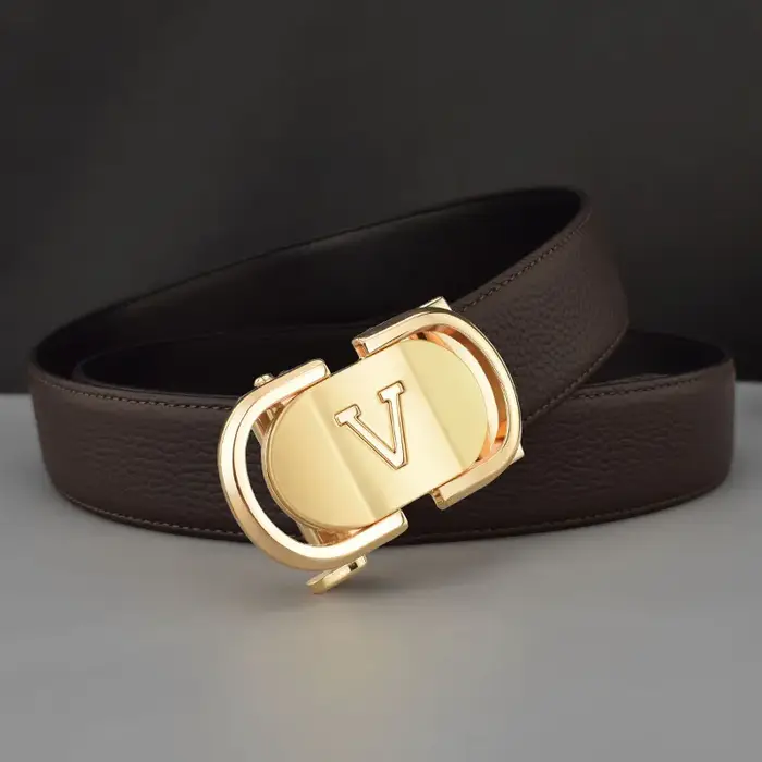 Ceinture en cuir pour hommes, boucle automatique bleue, plus de couleurs réglables, en cuir véritable blanc, ceinture en cuir de vache pour hommes, largeur lettre V