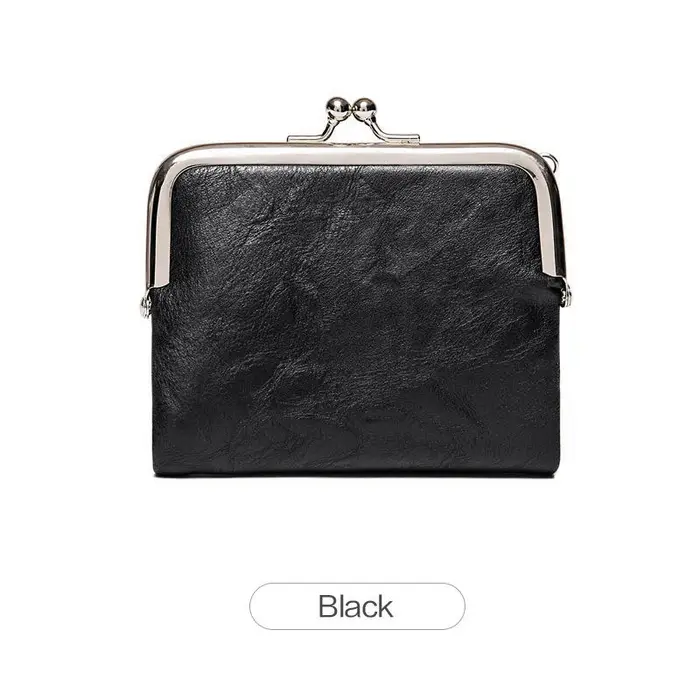 Portefeuille vintage en cuir pour femme, porte-monnaie à fermoir, pochette courte, porte-cartes à fe