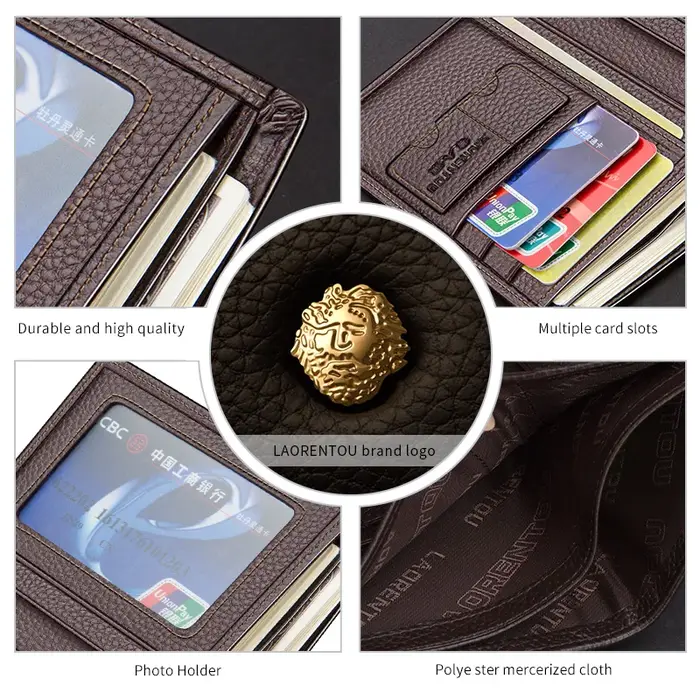 Portefeuille en cuir véritable pour homme