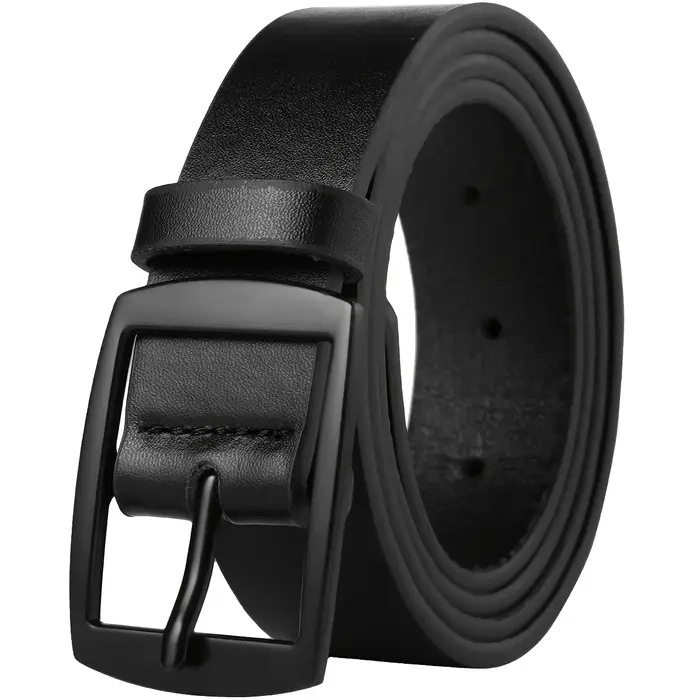 1 ceinture en cuir PU à la mode pour homme, design rétro simple, boucle de ceinture lisse, adaptée à