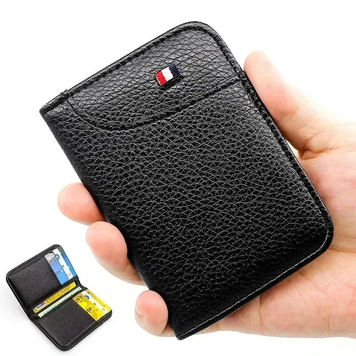Portefeuille souple Super mince Portable pour hommes en cuir PU Mini ID carte de crédit portefeuille