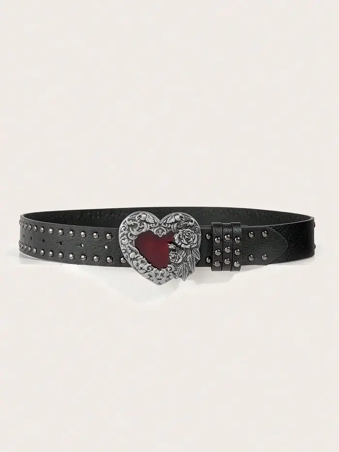 Ceinture en cuir en forme de cœur, gouttelette d'huile essentielle de Rose, décoration de rivets, st