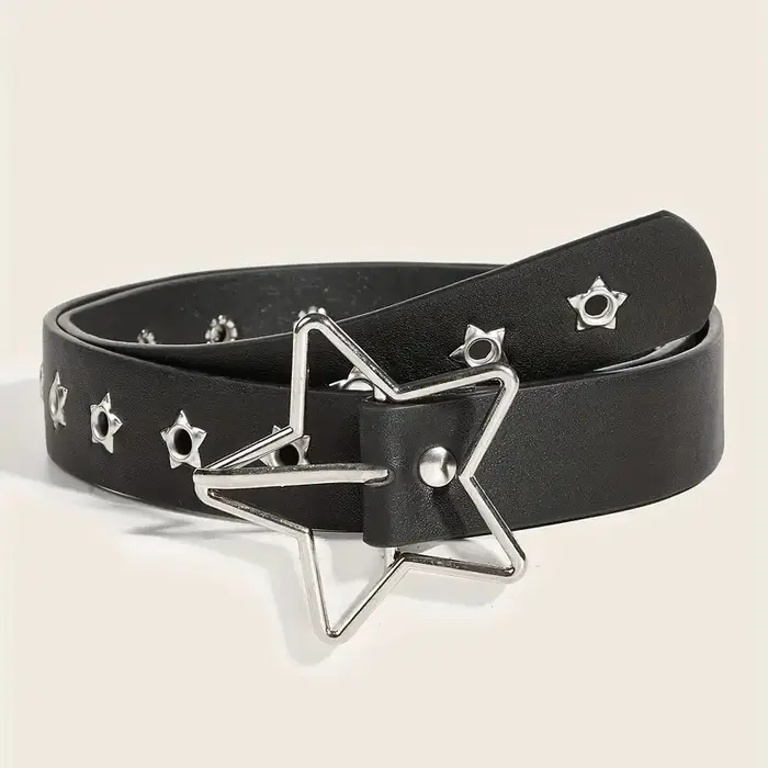 Ceinture Y2K Punk Star à œillets et rivets noirs