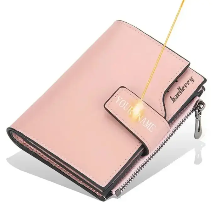 Portefeuille photo personnalisé rose pour femme – Cadeau gravé personnalisé pour elle – Cadeau Saint