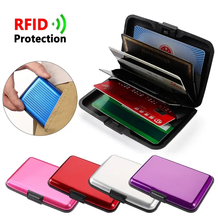ANTI RFID bloquant le porte-carte de crédit porte-monnaie en aluminium métal étanche antivol portefeuille porte-cartes de visite pour hommes femmes