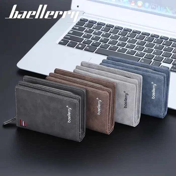 Baellerry nouveaux hommes portefeuilles de haute qualité marque porte-carte court mâle sacs à main fermeture éclair