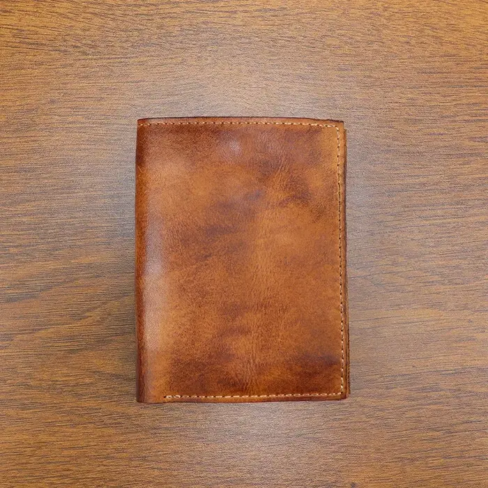 Portefeuille court rétro multicolore pour hommes, fait à la main, en cuir tanné végétal en détresse, fentes multi-cartes, porte-monnaie en cuir de vache