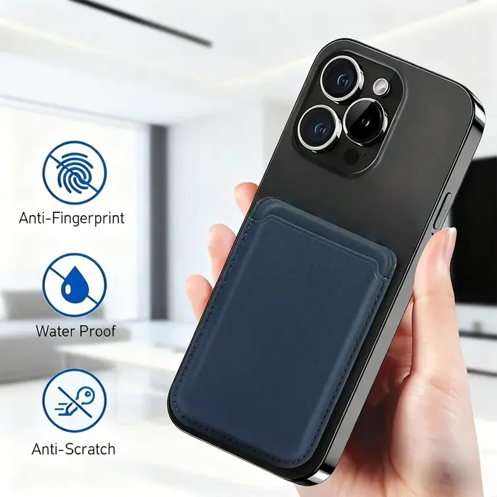 Porte-cartes bleu en cuir PU, portefeuille magnétique pour téléphone, poche amovible fine, durable et anti-rayures, motif papillon et lettres
