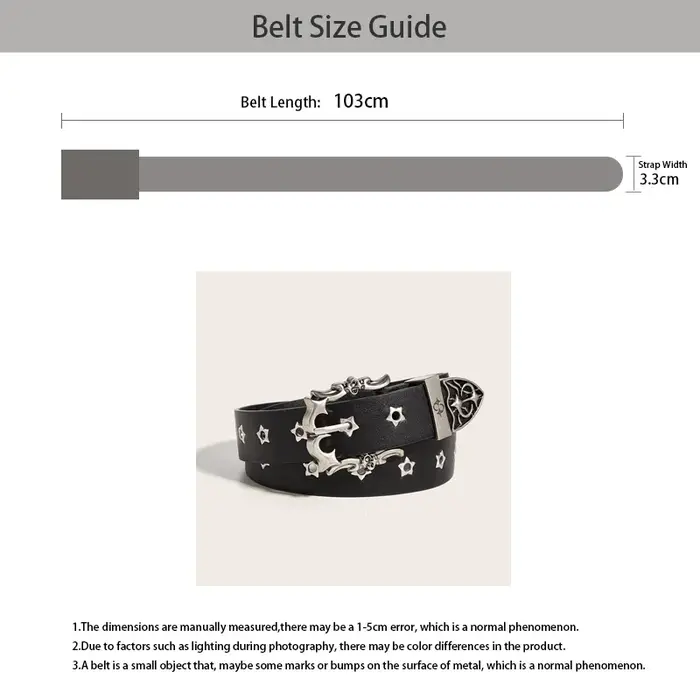 Ceinture cloutée à rivets étoile pour hommes et femmes