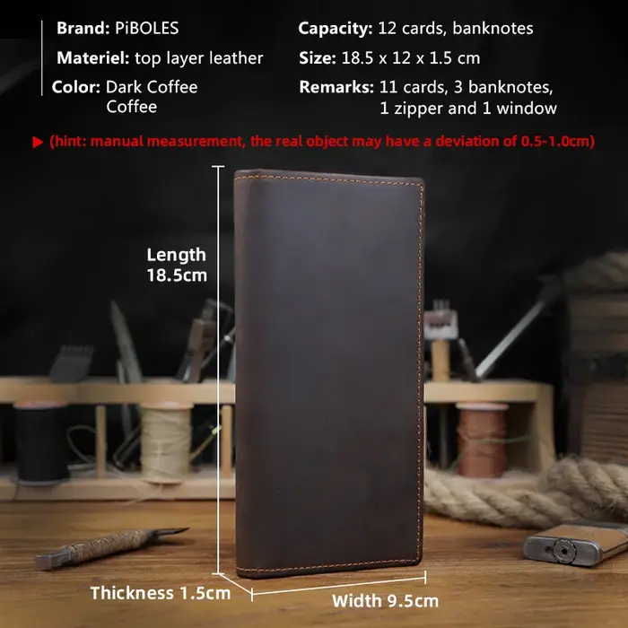 Portefeuille en cuir véritable pour hommes