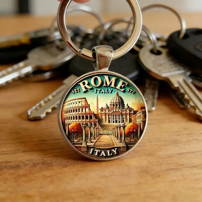 1PC Porte-clés vintage à thème italien Rome