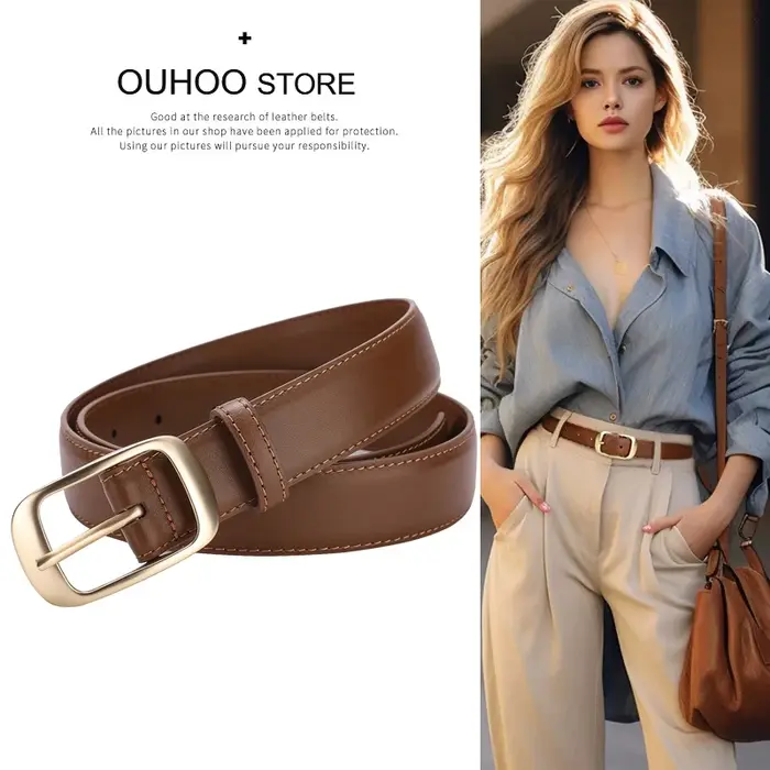 Nouvelle ceinture en cuir de vachette pour femme
