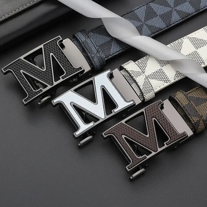 Ceinture en cuir pour hommes avec boucle automatique en métal