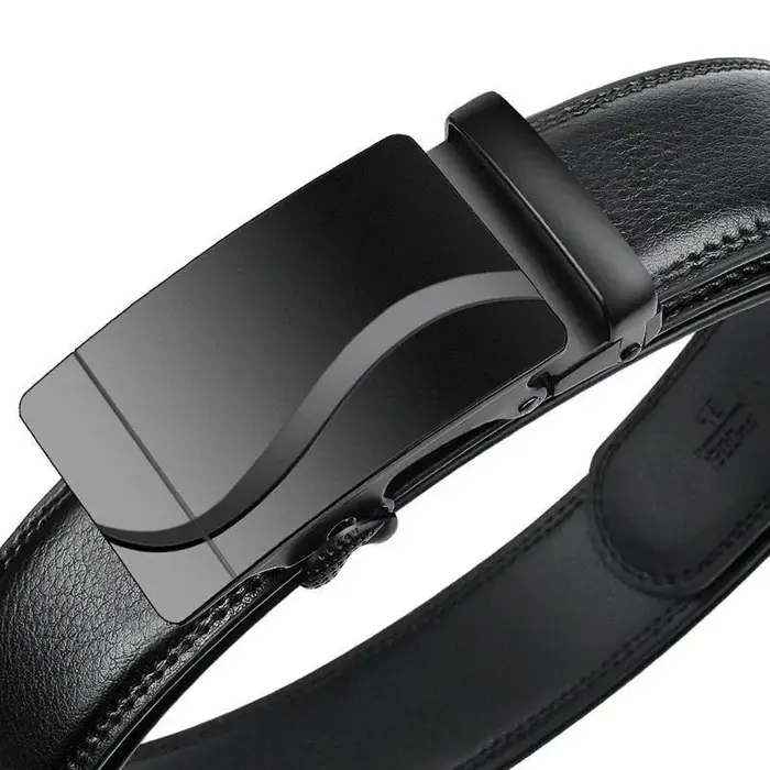Ceinture en cuir pour homme avec boucle automatique en alliage métallique