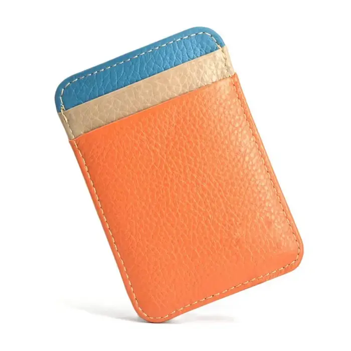 Mini portefeuille 100 % cuir véritable pour hommes – Porte-cartes de crédit/Bus fin avec poche pour 