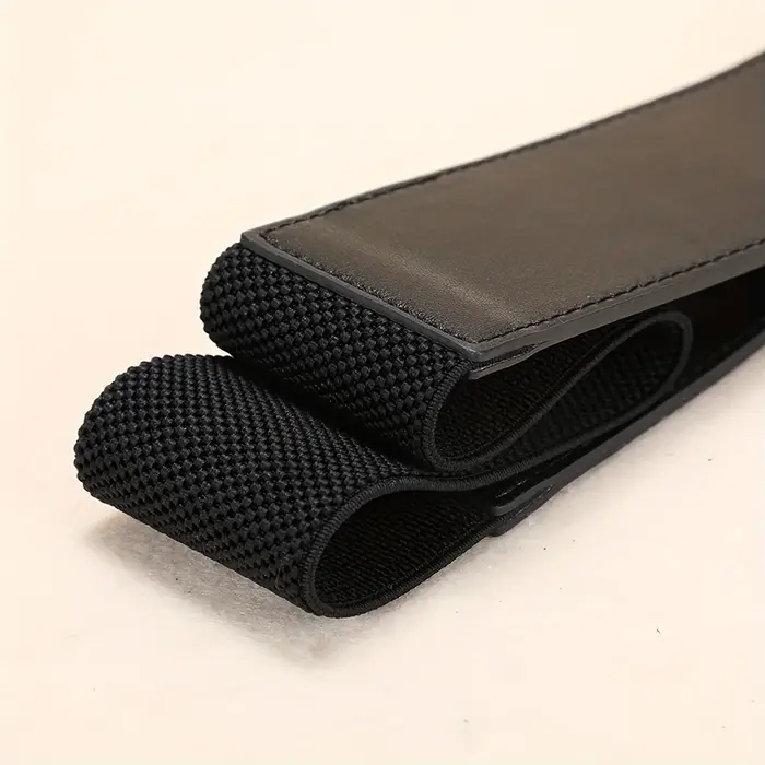 Ceinture large élastique en cuir véritable pour femmes
