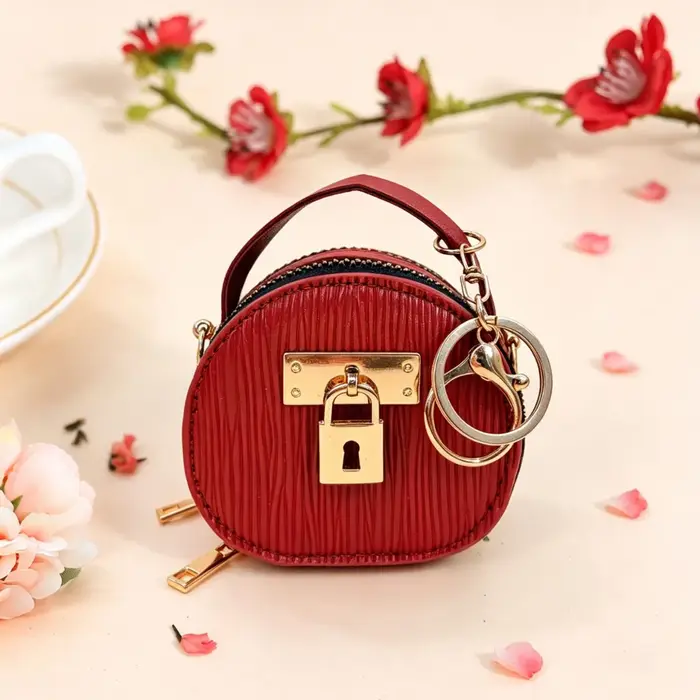 Mini sac de rangement en cuir de luxe avec porte-clés