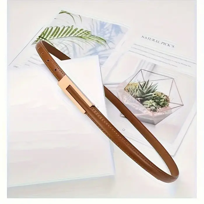 Ceinture en cuir véritable pour femme, ceinture de taille en cuir de vachette tendance avec boucle lisse, ceinture décorative polyvalente pour tenues décontractées et formelles