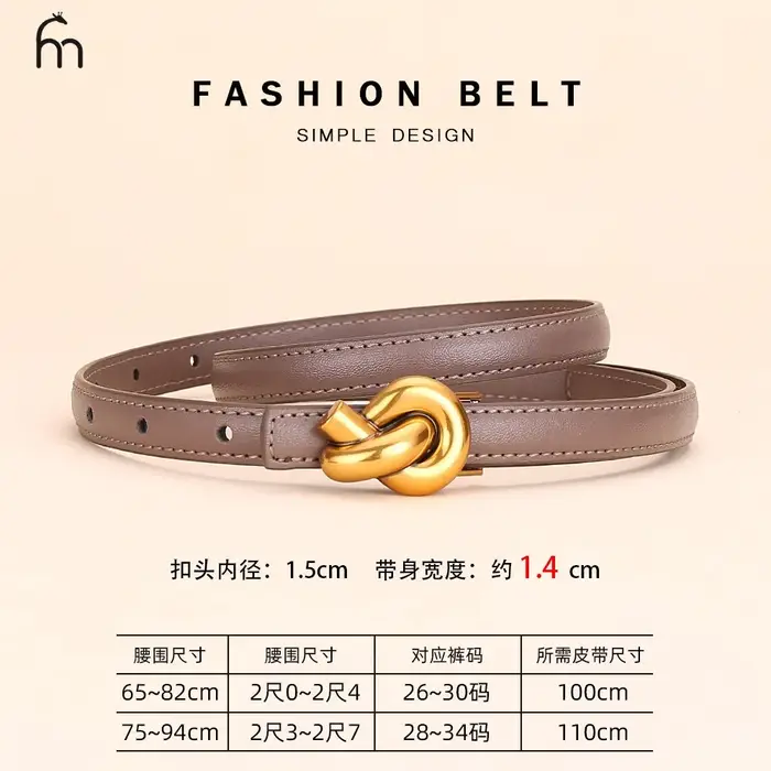 Ceinture à nœud en cuir véritable pour femmes