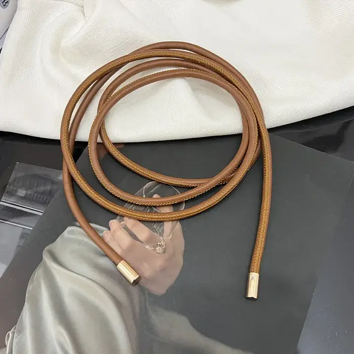 Ceinture ronde en cuir ornée d'un nœud polyvalent pour femme
