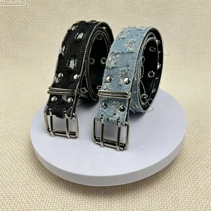 1 ceinture en jean pour femme avec doubles œillets