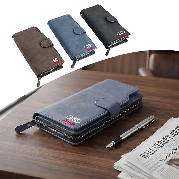 Portefeuille de rangement pour permis de conduire et cartes de crédit avec logo Audi Sline TT RS S Quattro A3 A4 A5 A6 A7 S3 S4 S5 S6 S7 Q3 Q4