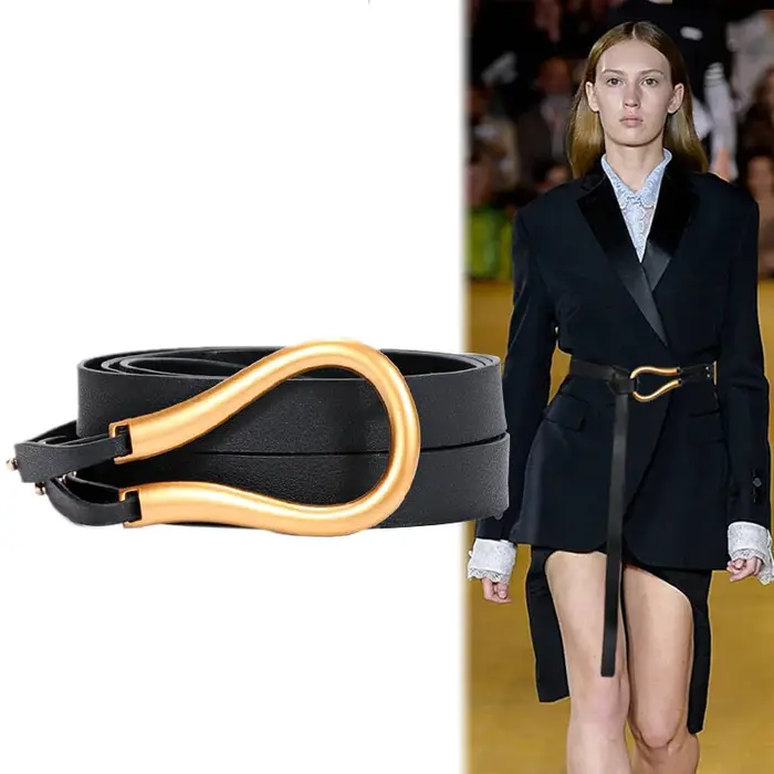 Mode femme ceinture de haute qualité décontracté léger fer à cheval boucle grand en forme de U luxe personnalité courbe