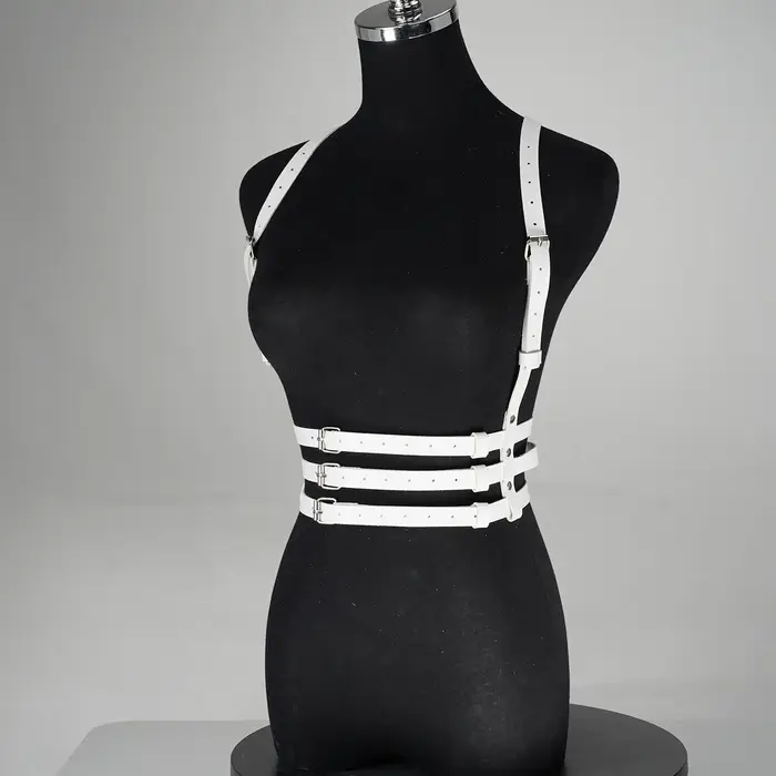 Ceinture large blanche pour femme en cuir PU réglable avec boucle